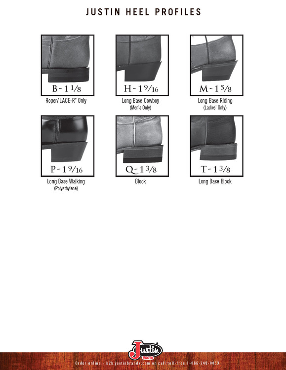 Justin Boots Size Chart